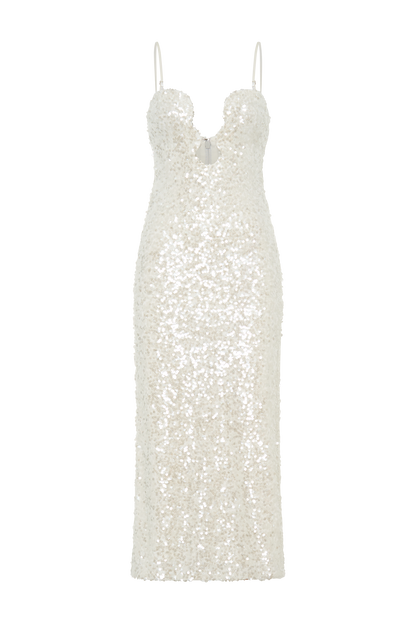 Makari Robe Maxi à Paillettes - Blanche