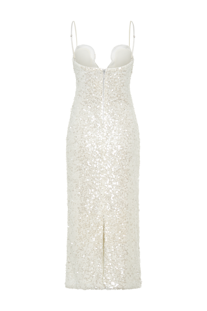 Makari Robe Maxi à Paillettes - Blanche