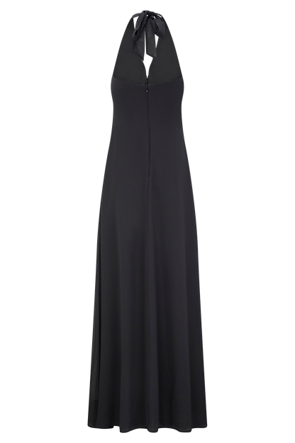 Robe Maxi Malakhai en Chiffon avec Décolleté Halter - Noir