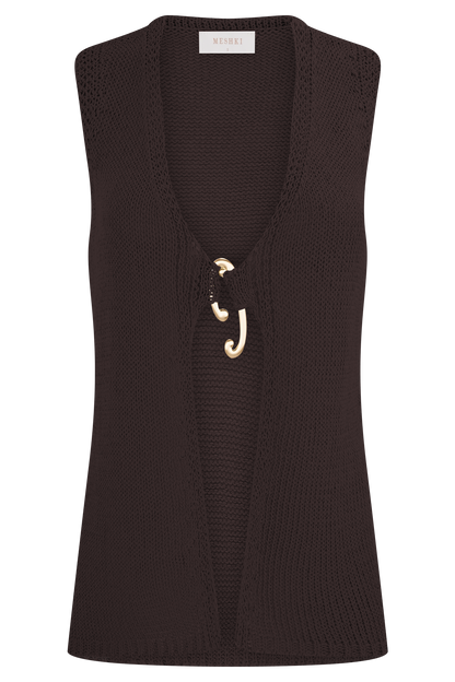 Malani Haut en Tricot avec Accroches Métalliques - Chocolat