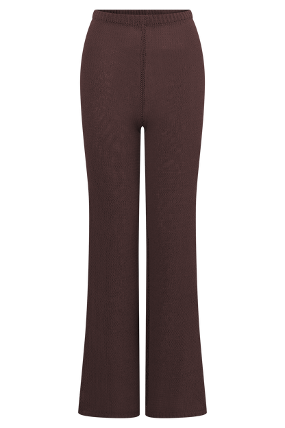 Pantalon Malani en Tricot à Pieds Large - Chocolat