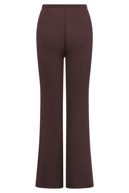 Pantalon Malani en Tricot à Pieds Large - Chocolat