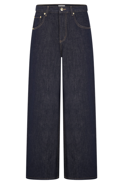 Jeans en jean Mannon taille mi-haute - Bleu indigo délavé