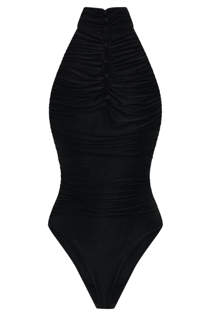 Body en maille à volants Matilda - Noir