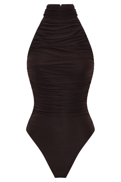 Body en maille plissée Matilda - Chocolat