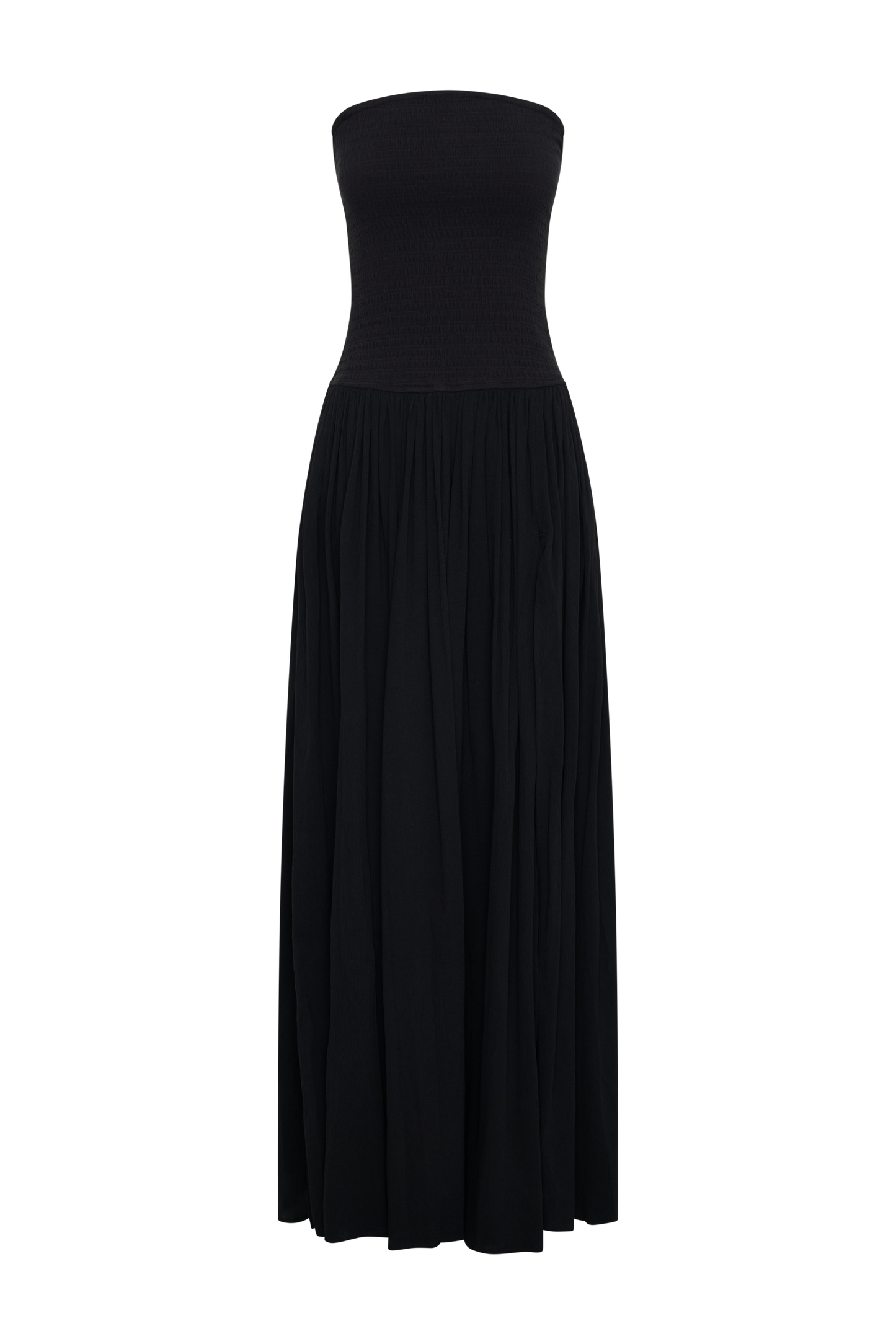 Robe Maxi en Coton à Plis Maureen - Noir