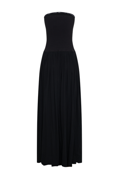Robe Maxi en Coton à Plis Maureen - Noir