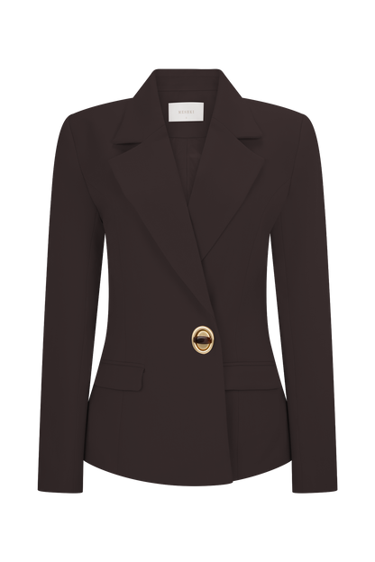 Blazer taille haute à effet cintré - Chocolat