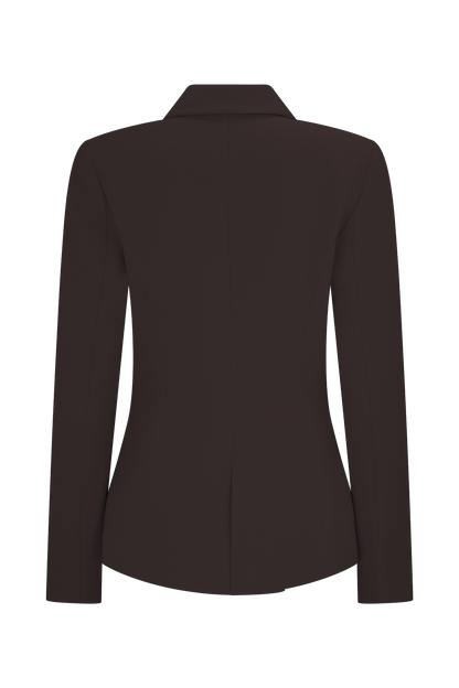 Blazer taille haute à effet cintré - Chocolat