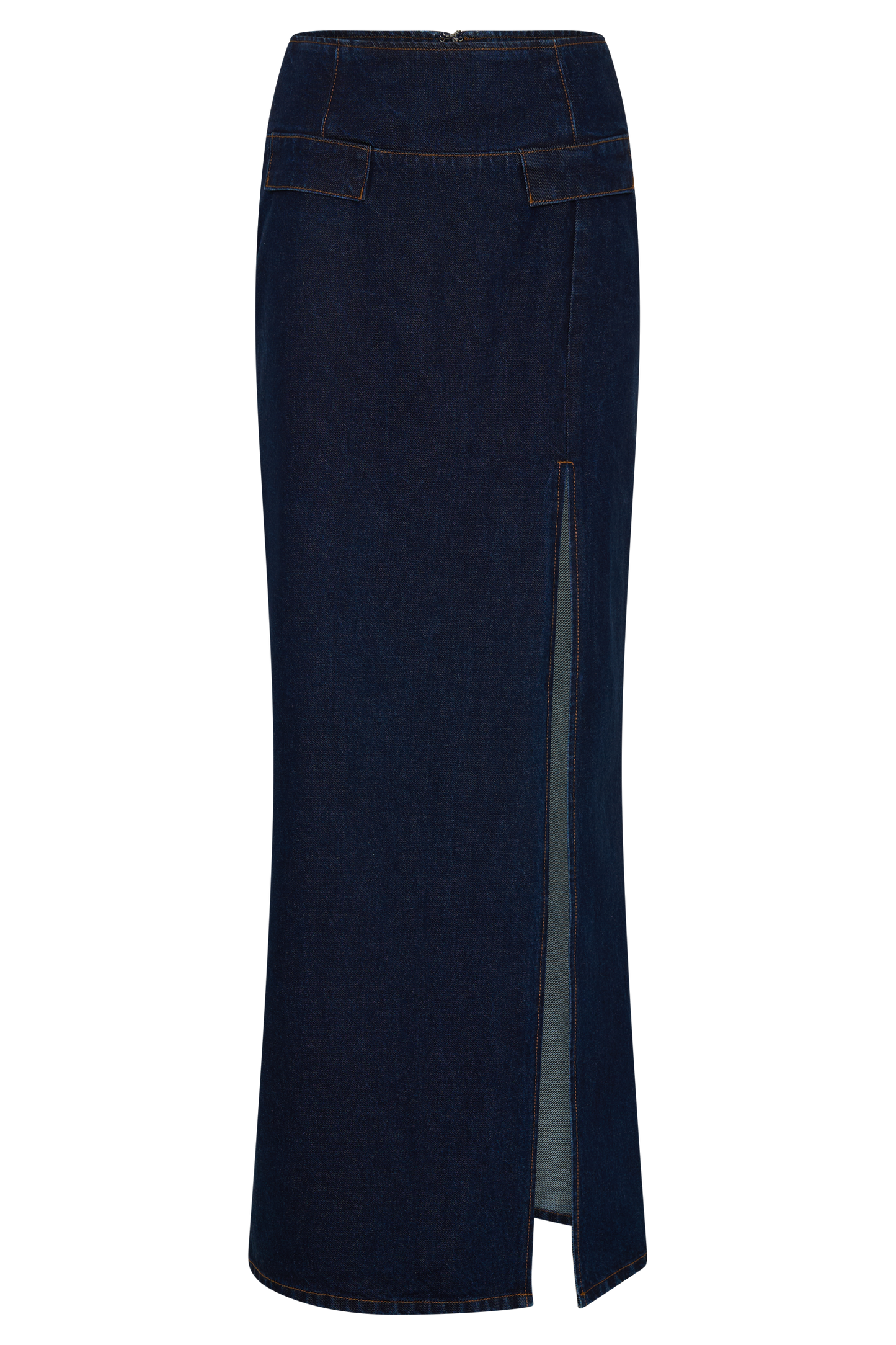 Jupe Maxi en Jean Maylena à Taille Haute - Bleu Indigo