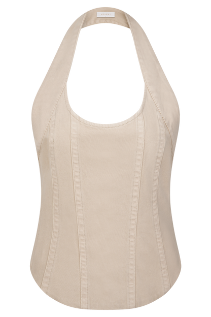 Haut-corset à porter en bandoulière en jean Meadow - Lavage effet pierre