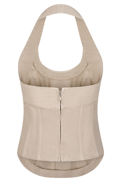 Haut-corset à porter en bandoulière en jean Meadow - Lavage effet pierre