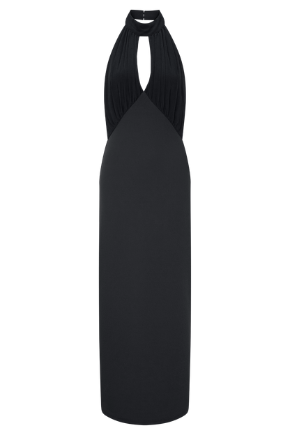Robe midi à col montant Mierah - Noir