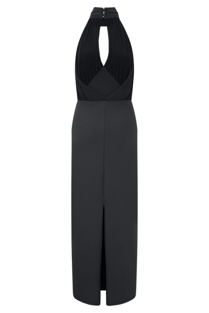 Robe midi à col montant Mierah - Noir