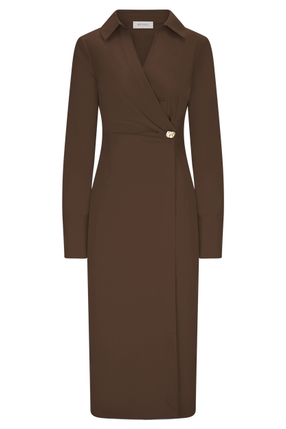 Robe-chemise asymétrique Mikaila - Chocolat noir