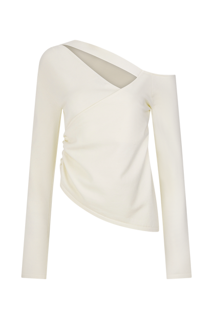Top en tricot Miles à épaules dénudées - Ivoire