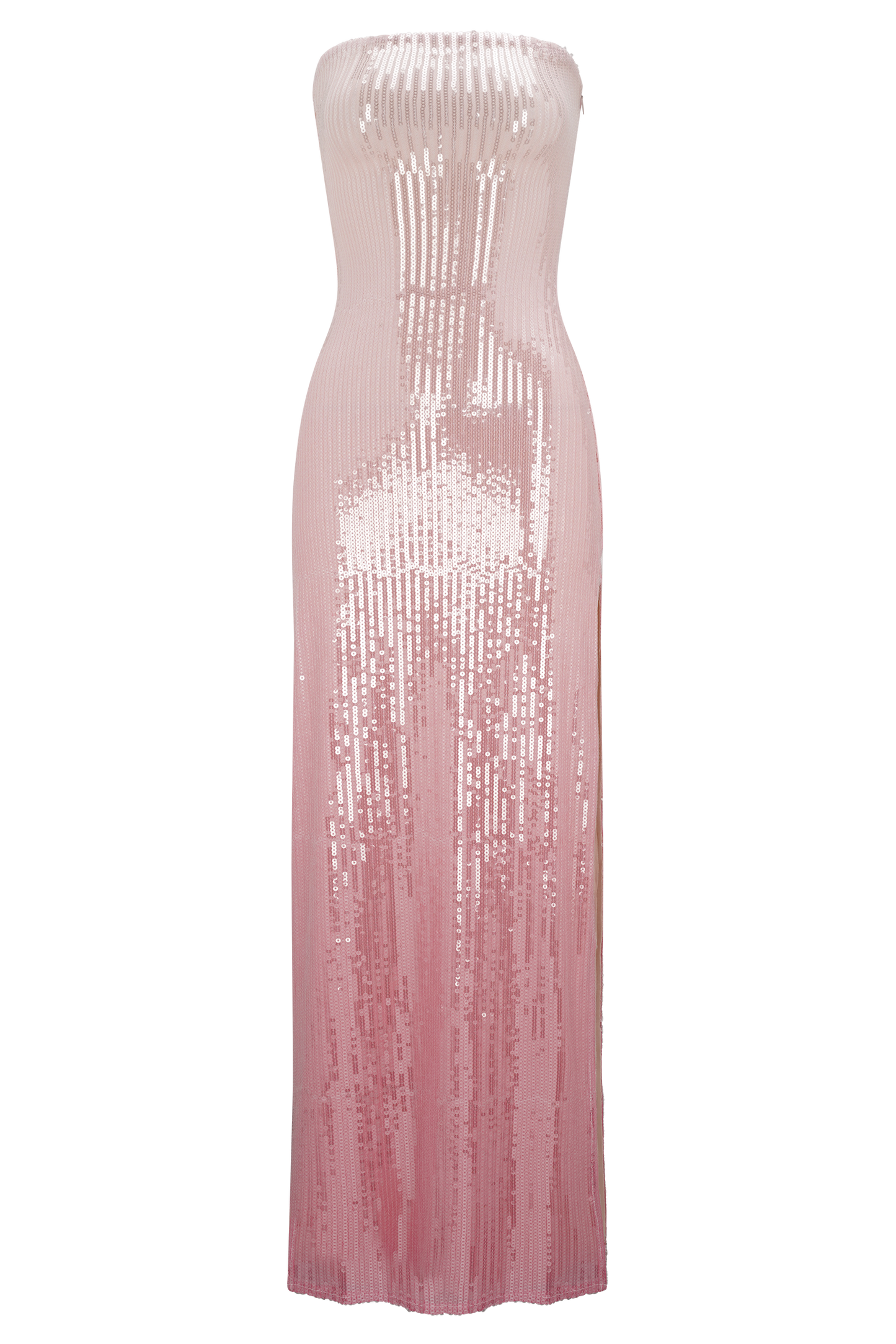 Robe Maxi Sequin Sans Bretelles Miranda - Rose Ombré