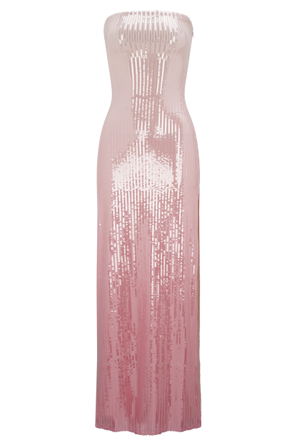 Robe Maxi Sequin Sans Bretelles Miranda - Rose Ombré