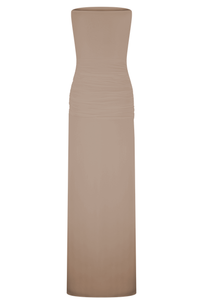 Robe Maxi Mirren sans bretelles et fluide - Bronze