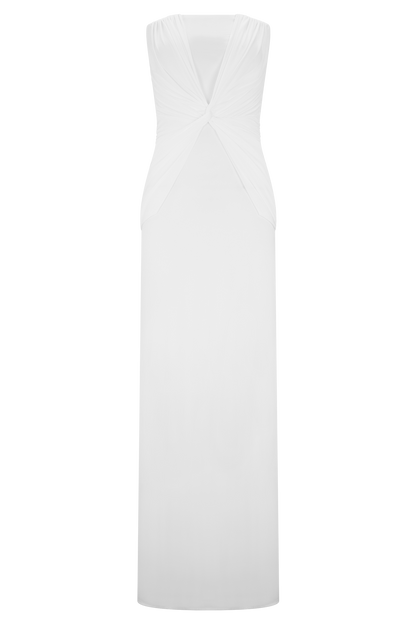 Robe Maxi Mirren sans bretelles et fluide - Blanche