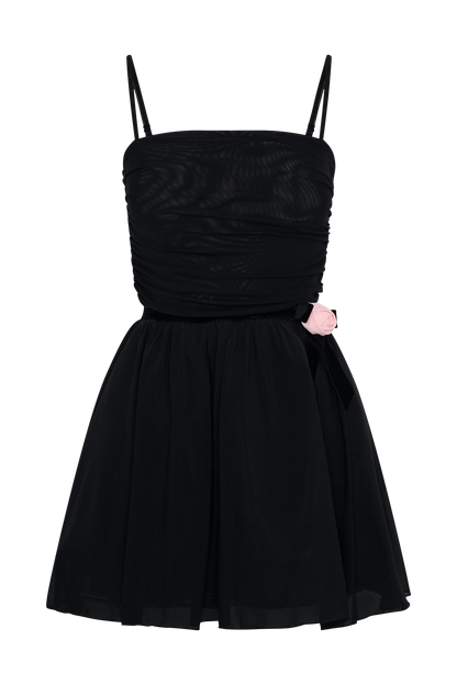 Mini-robe en maille Mischa avec motif floral - Noir