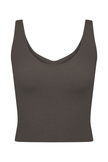 Débardeur côtelé en tricot Natalya - Chocolat noir