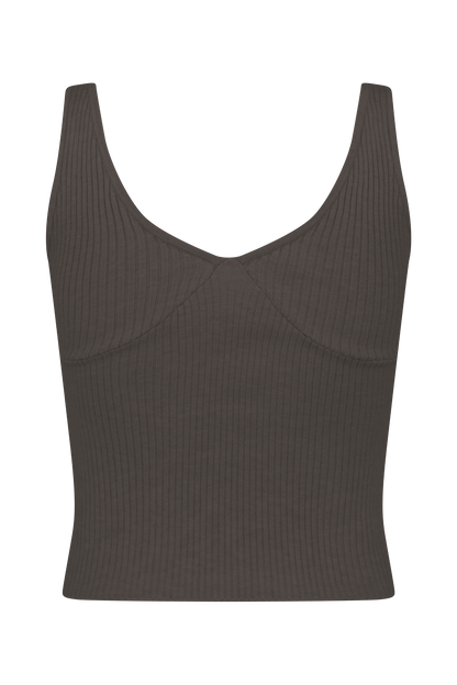 Débardeur côtelé en tricot Natalya - Chocolat noir