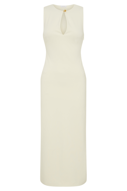 Robe midi en crêpe sans manches Norah - Ivoire