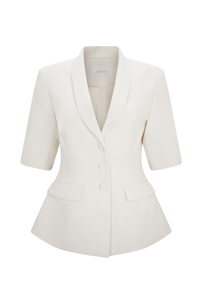 Top tailleur à manches bouffantes Opal - Ivoire