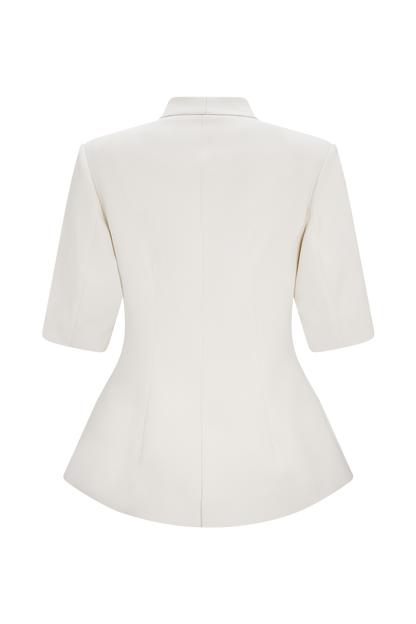 Top tailleur à manches bouffantes Opal - Ivoire