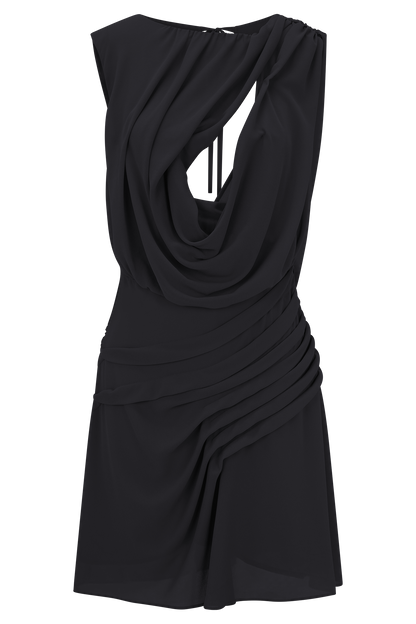 Robe mini en mousseline Oria - Noir