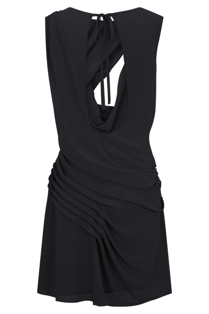 Robe mini en mousseline Oria - Noir