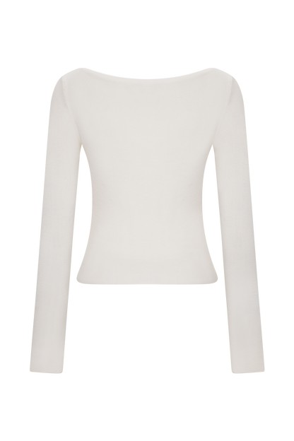 Paedyn Haut à manches longues en laine mérinos côtelée - Ivoire