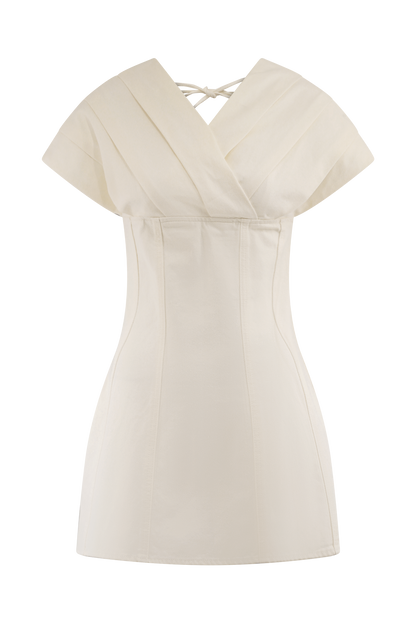 Mini-robe en jean à épaules dénudées Pascale - Blanc