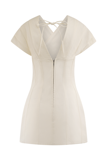 Mini-robe en jean à épaules dénudées Pascale - Blanc