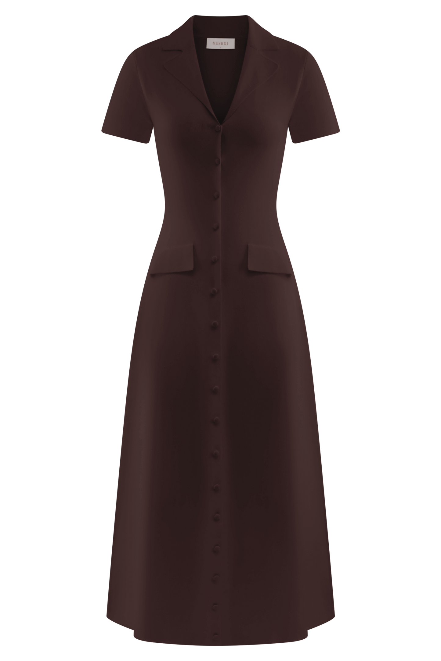 Robe mi-longue en jersey à manches courtes Pearson - Chocolat