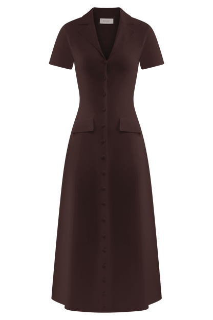 Robe mi-longue en jersey à manches courtes Pearson - Chocolat