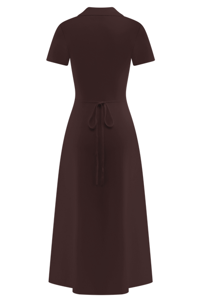 Robe mi-longue en jersey à manches courtes Pearson - Chocolat