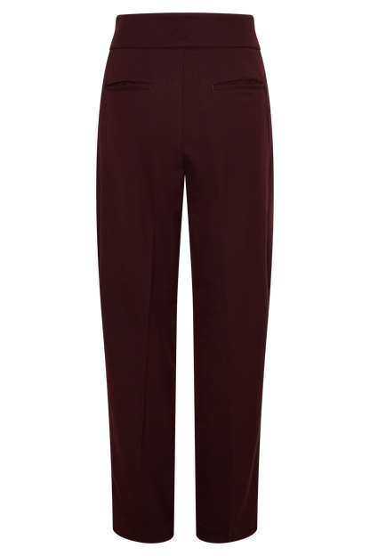 Pantalon à taille haute et plis Penelope - Brun-rouge