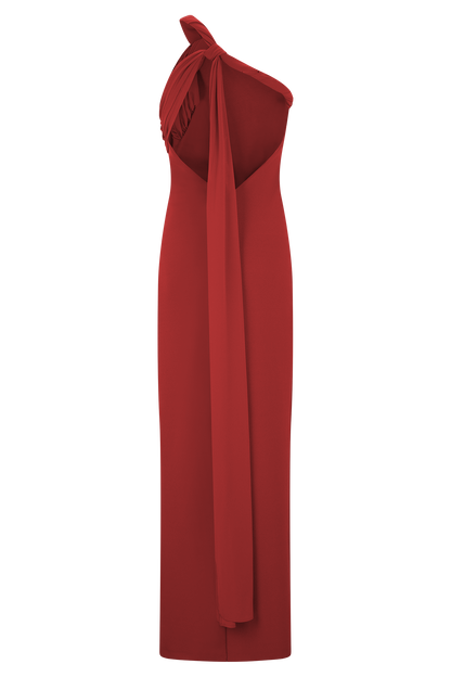 Robe Maxi en Crêpe à Nœuds Philippa - Rubis