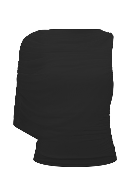 Top fluide et drapé Pruedance avec superposition en mesh - Noir
