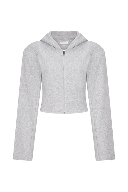 Sweat à capuche zippé Quinn - Gris clair chiné