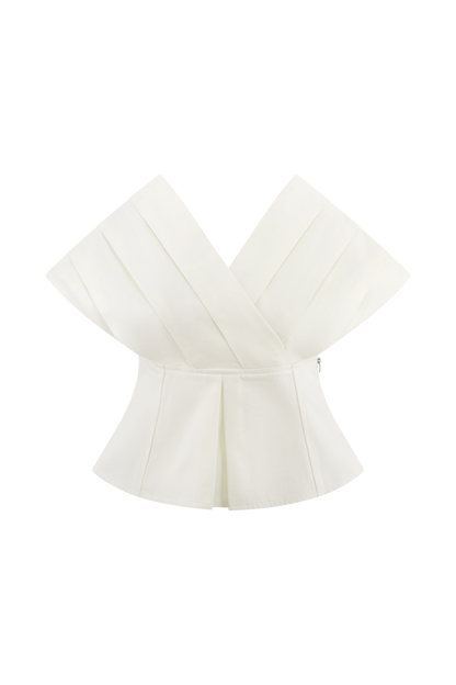 Rayne Haut en jean à épaules dénudées - Blanc