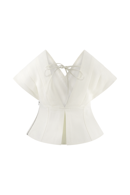 Rayne Haut en jean à épaules dénudées - Blanc