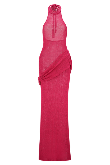 Robe Maxi en Tricot à Manches Frangées Reece - Dragonfruit