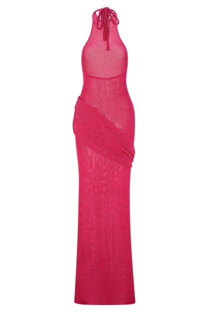 Robe Maxi en Tricot à Manches Frangées Reece - Dragonfruit