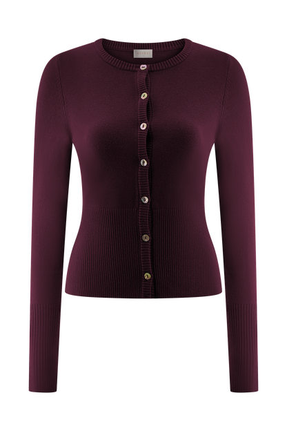 Cardigan en tricot ajusté Reese - Merlot