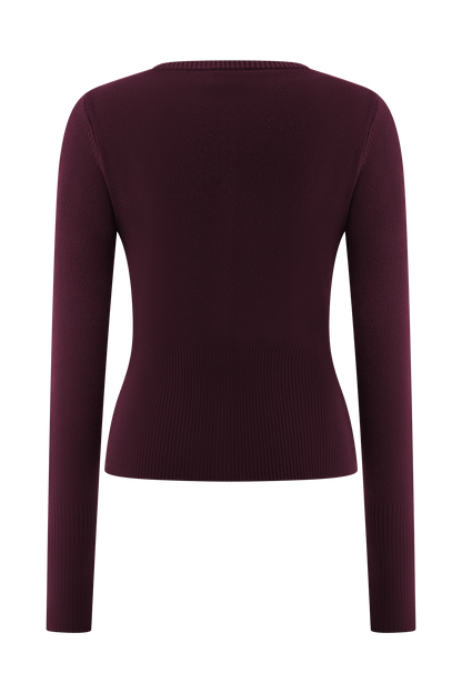 Cardigan en tricot ajusté Reese - Merlot