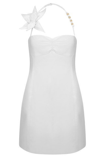 Robe mini en coton à motifs floraux Reyes - Blanc