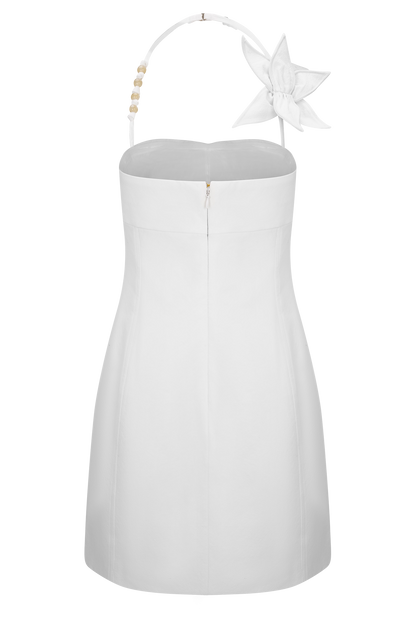 Robe mini en coton à motifs floraux Reyes - Blanc